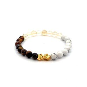 18K Gold Dragon Pixiu Piyao Lucky Charm Bracelet Zodiac Signs Gemini Gemstones 6